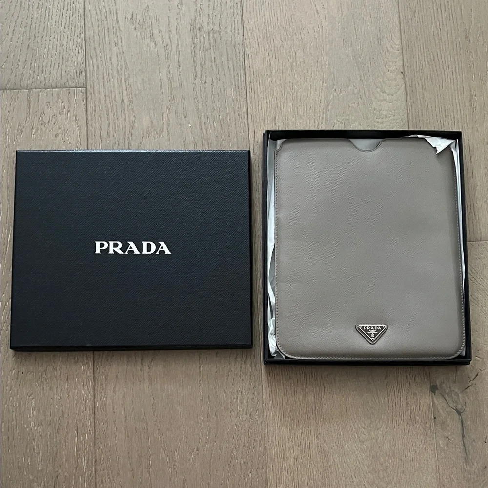 Prada Saffiano Leather iPad Cover in Grey
